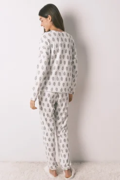 Women'secret Pijamas-Pijama comprido floral branco