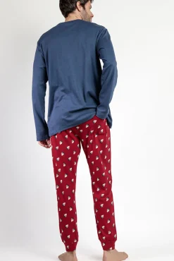 Admas Pijamas-Pijama comprido Grumpy 100% algodão para homem azul