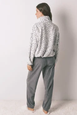 Women'secret Pijamas-Pijama comprido longo com estampa animal polar cinzento