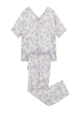 Women'secret Pijamas-Pijama comprido longo de viscose estampado branco