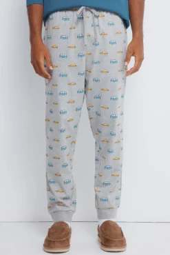 Springfield Pijamas-Pijama comprido longo de manga raglan com calça de carro azul