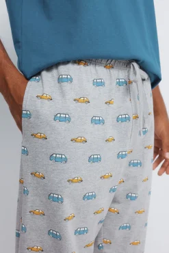 Springfield Pijamas-Pijama comprido longo de manga raglan com calça de carro azul