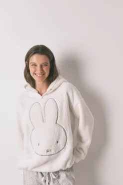 Women'secret Pijamas-Pijama comprido longo de polar com estampado animal da Miffy branco