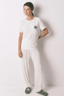 Women'secret Pijamas-Pijama comprido Mafalda patchwork 100% algodão bege