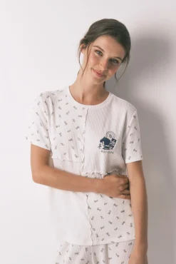 Women'secret Pijamas-Pijama comprido Mafalda patchwork 100% algodão bege