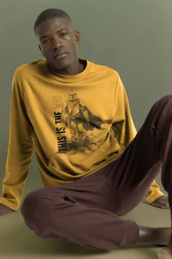 Admas Pijamas-Pijama comprido Mandalorian 100% algodão para homem estampado