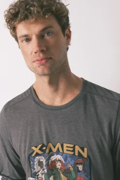 Women'secret Pijamas-Pijama comprido masculino 100% algodão X Men cinzento