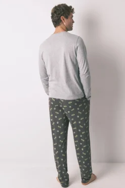 Women'secret Pijamas-Pijama comprido masculino 100% algodão 