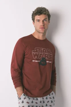 Women'secret Pijamas-Pijama comprido masculino 100% algodão "Star Wars" vermelho