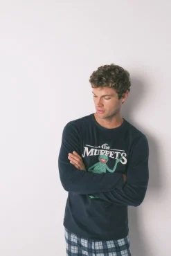 Women'secret Pijamas-Pijama comprido masculino polar Blue Muppet azul