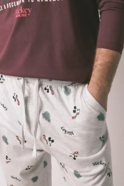 Women'secret Pijamas-Pijama comprido masculino Mickey Mouse 100% algodão vermelho