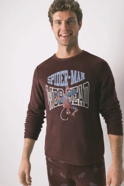 Women'secret Pijamas-Pijama comprido masculino polar do Homem-Aranha vermelho