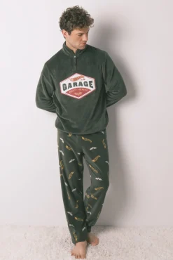 Women'secret Pijamas-Pijama comprido masculino polar verde Hotwheels bege