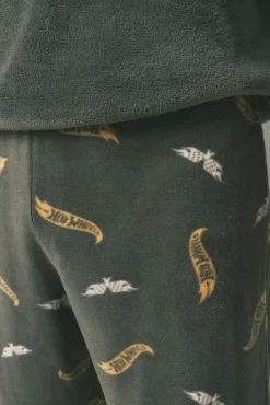 Women'secret Pijamas-Pijama comprido masculino polar verde Hotwheels bege