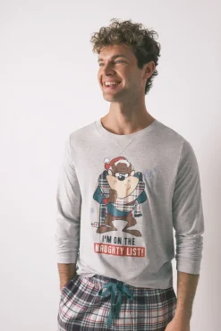 Women'secret Pijamas-Pijama comprido masculino 100% algodão 