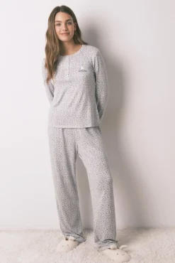 Women'secret Pijamas-Pijama comprido Miffy com estampado animal cinzento