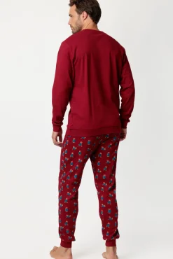 Admas Pijamas-Pijama comprido Paddington 100% algodão para homem estampado