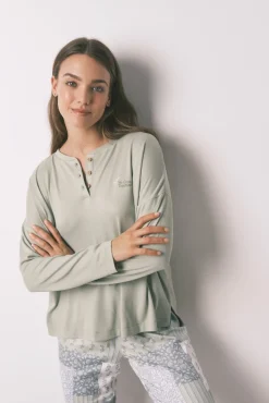 Women'secret Pijamas-Pijama comprido patchwork super macio verde