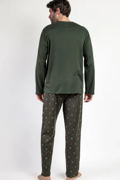 Admas Pijamas-Pijama comprido piloto Star Wars 100% algodão de homem verde