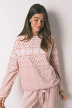 Women'secret Pijamas-Pijama comprido polar rosa