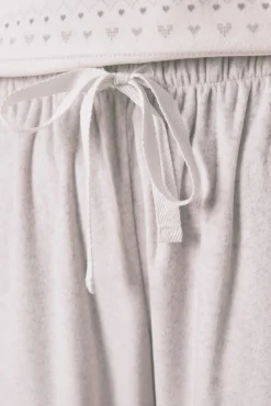 Women'secret Pijamas-Pijama comprido polar suave cinzento branco