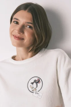 Women'secret Pijamas-Pijama comprido polar suave estampado Pingu bege