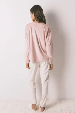 Women'secret Pijamas-Pijama comprido polar suave rosa