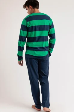 Admas Pijamas-Pijama comprido riscas Rugby Paddington para homem azul