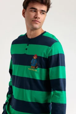Admas Pijamas-Pijama comprido riscas Rugby Paddington para homem azul