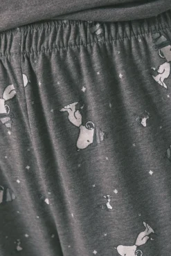 Women'secret Pijamas-Pijama comprido Snoopy 100% algodão cinzento