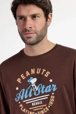 Admas Pijamas-Pijama comprido Snoopy 100% algodão para homem cru