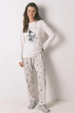 Women'secret Pijamas-Pijama comprido Snoopy 100% algodão branco