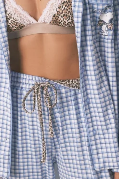 Women'secret Pijamas-Pijama Comprido Snoopy Vichy azul