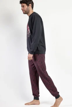 Admas Pijamas-Pijama comprido Star Wars 100% algodão para homem cinzento