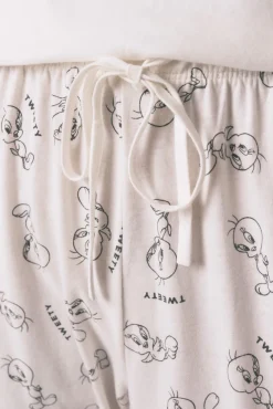Women'secret Pijamas-Pijama comprido Tweety Bird 100% algodão bege