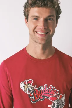 Women'secret Pijamas-Pijama comprido Buddies 100% algodão vermelho