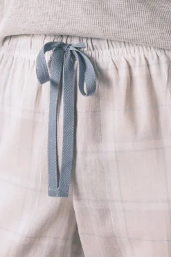 Women'secret Pijamas-Pijama comprido xadrez efeito brilho cinza cinzento