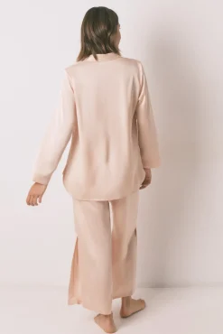 Women'secret Pijamas-Pijama comprimida de strass em satin laranja vermelho