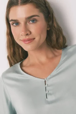 Women'secret Pijamas-Pijama de cetim viscose floral verde