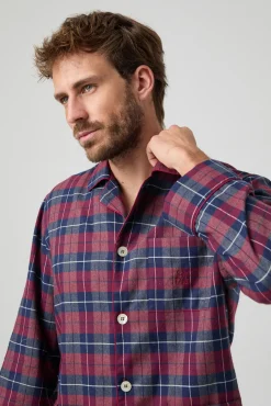 Kiff-Kiff Pijamas-Pijama de flanela Kiff Kiff azul vermelho xadrez estampado