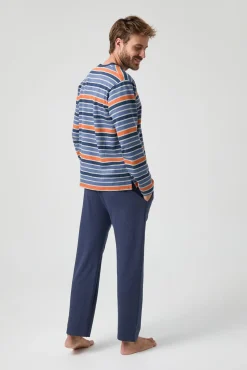 Kiff-Kiff Pijamas-Pijama de malha riscas multicolorida Kiff Kiff estampado