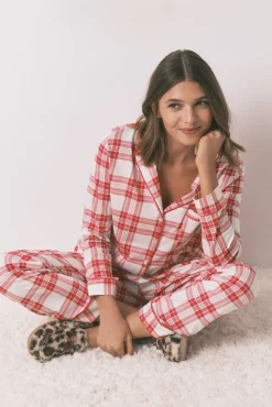 Women'secret Pijamas-Pijama estilo camisa 100% algodão xadrez Mafalda vermelho