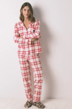 Women'secret Pijamas-Pijama estilo camisa 100% algodão xadrez Mafalda vermelho