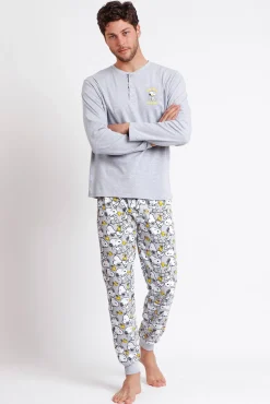 Admas Pijamas-Pijama Family Snoopy Funny para homem cinzento