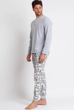 Admas Pijamas-Pijama Family Snoopy Funny para homem cinzento