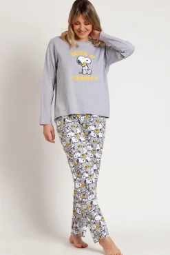 Admas Pijamas-Pijama Family Snoopy Funny para mulher cinzento