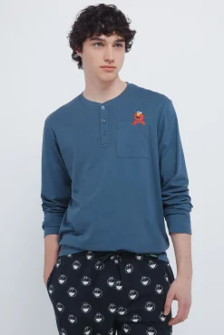 Springfield Pijamas-Pijama longo da Vila Sésamo azul