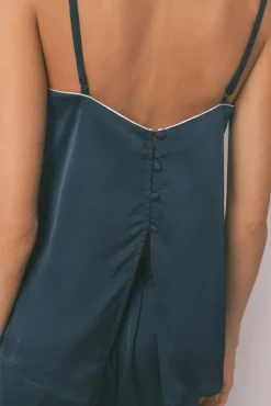 Women'secret Pijamas-Pijama longo de cetim azul