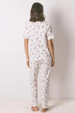 Women'secret Pijamas-Pijama longo estilo camisa 100% algodão Snoopy branco