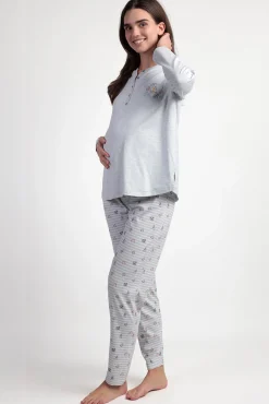 Admas Pijamas-Pijama maternity comprido riscas Alicia Wonderland cinzento